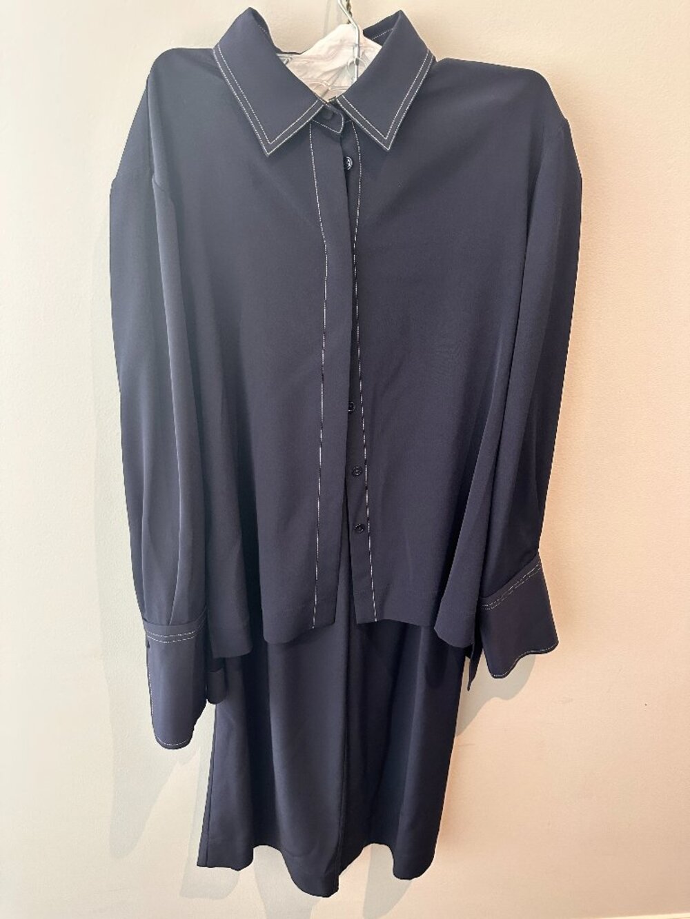 CO Collections Silk Satin Shirt and Wide Leg Pants Matching 2 Piece Set Small